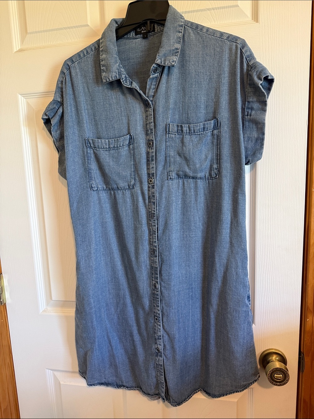 Velvet Heart Denim Shirt Dress in Light Blue